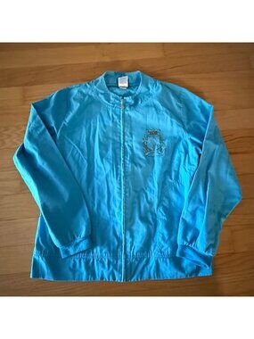 Baby Phat Women's Large Light Blue Zip up Medical Uniform Scrub Jacket